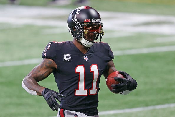 Julio Jones warms up before a Falcons game. 