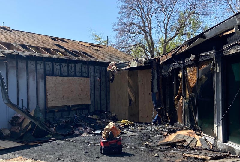Fire damage at the Junior Center of Art and Science in Oakland, California.