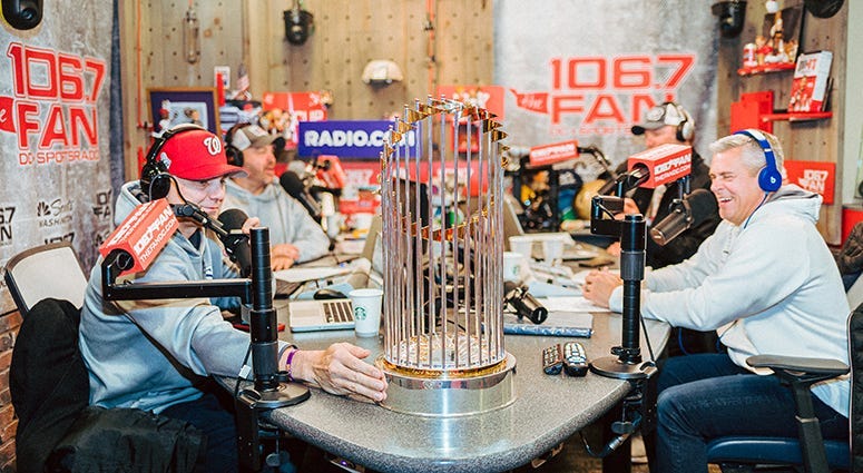 The Junkies get some time with the World Series Trophy