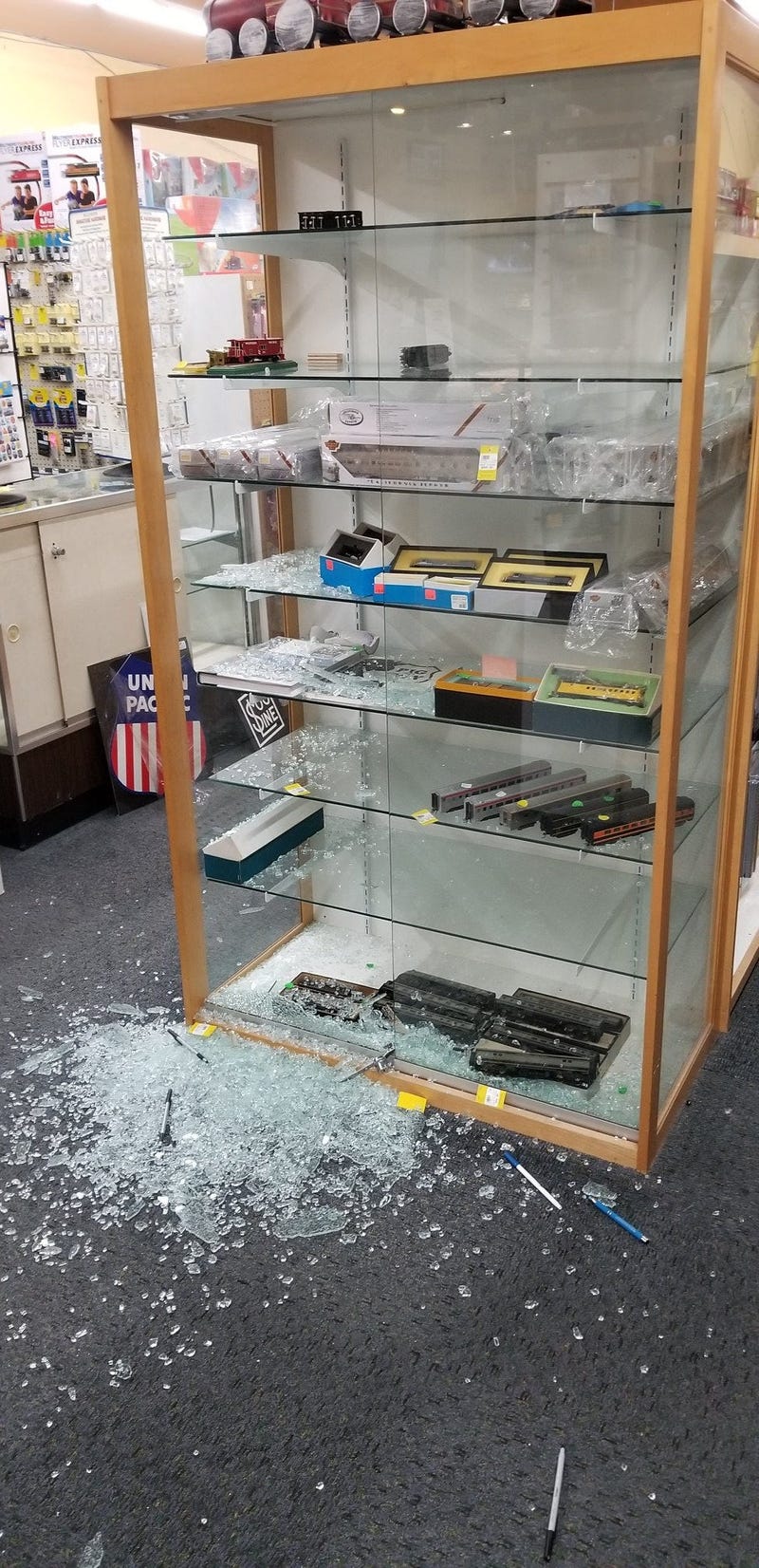 Just Trains in Concord is dealing with a break-in and thousands of dollars of lost merchandise.