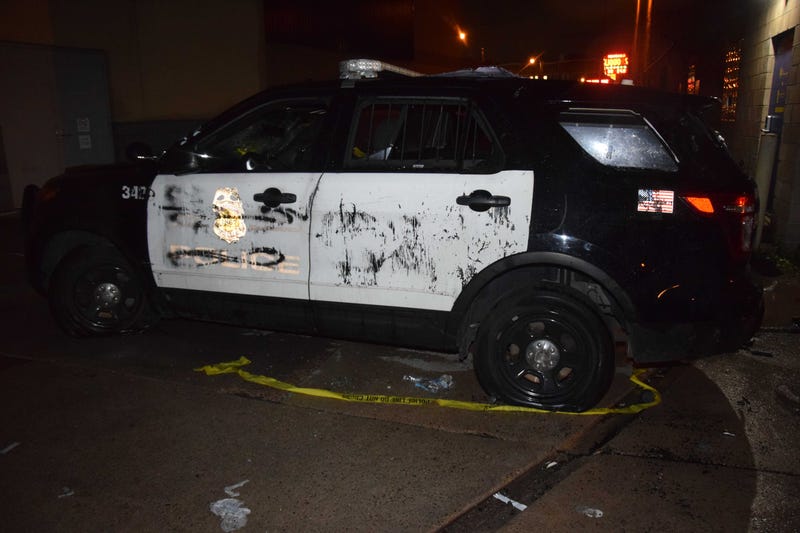 Minneapolis Police Truck damaged