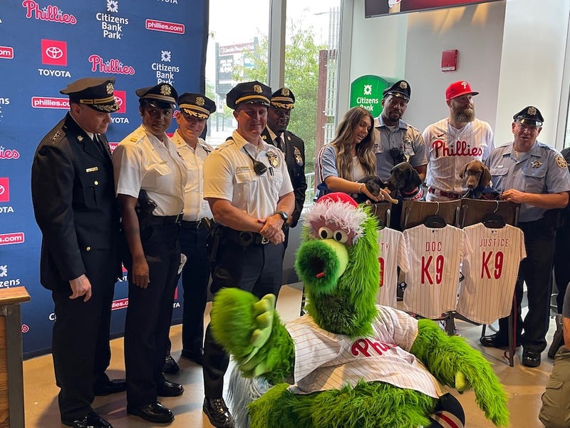Three of Phillies reliever Archie Bradley’s puppies to become police dogs