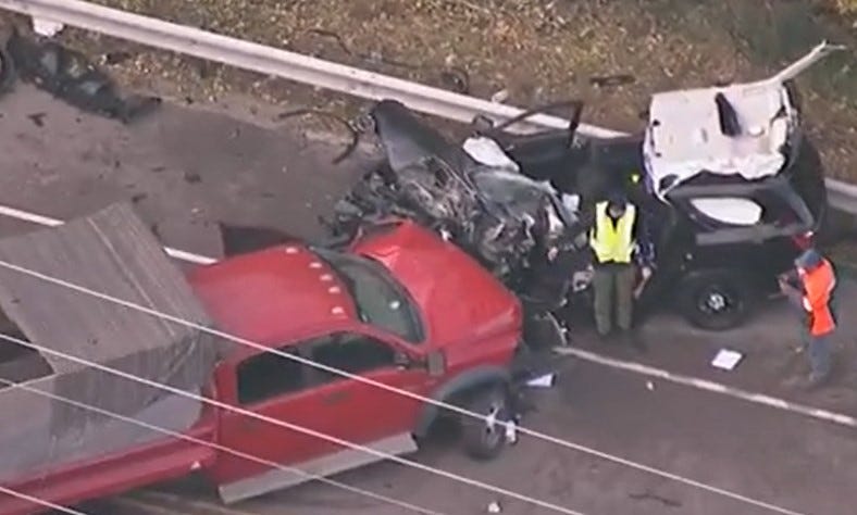 Pick-up truck head-on collision with Kane County Sheriff squad car