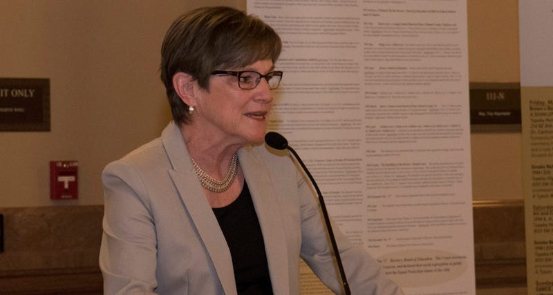 Kansas Gov. Laura Kelly speaking at a public event in Topeka