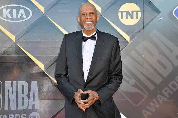 Kareem Abdul-Jabbar at the 2018 NBA Awards show. 