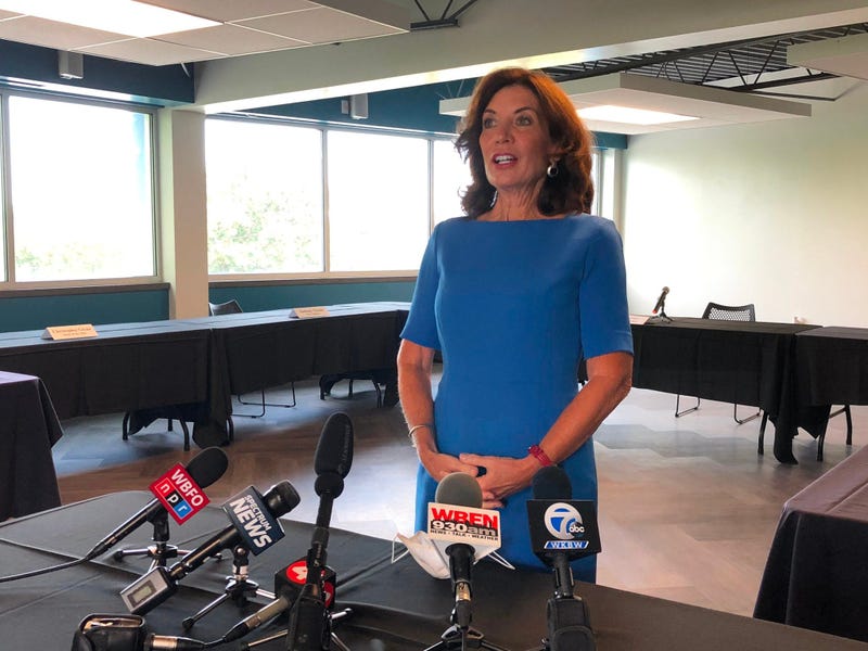 Lieutenant Governor Kathy Hochul speaks at Aquarium of Niagara. July 21, 2020 (WBEN Photo/Mike Baggerman)