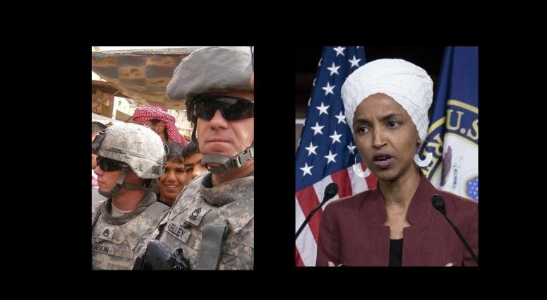 Congressional candidate and Army veteran Chris Kelly and Rep Ilhan Omar