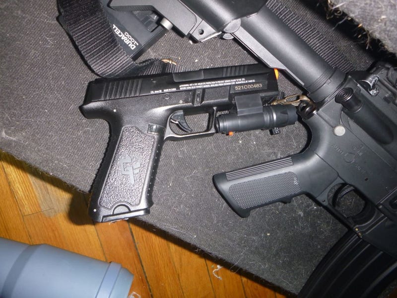 Air soft replica handgun and a replica rifle