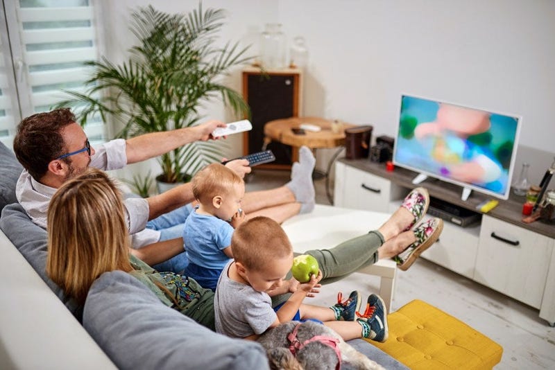 family watching tv