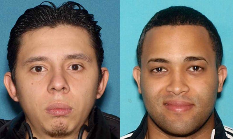 Cesar Santana and Leiner Miranda Lopez, the two suspects wanted in connection to the murder of Lux Hernandez. The Hudson County Prosecutor's Office shared the mugshots on Facebook, but did not specify who was who.