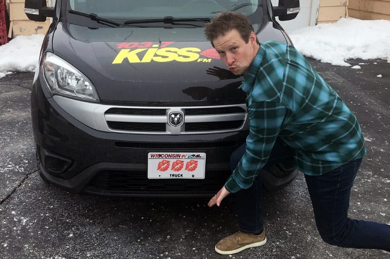 Riggs License Plate with KISS Lips emojis