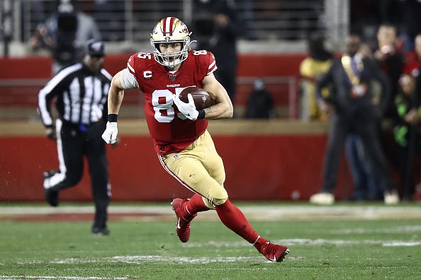 49ers TE George Kittle finds the open field. 