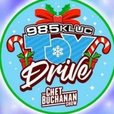 Logo for the 98.5 KLUC Chet Buchanan Holiday Toy Drive