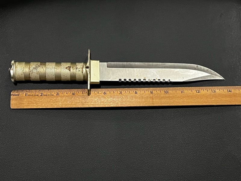 A 14-inch knife was found on the suspect after he was stopped on the street, police said