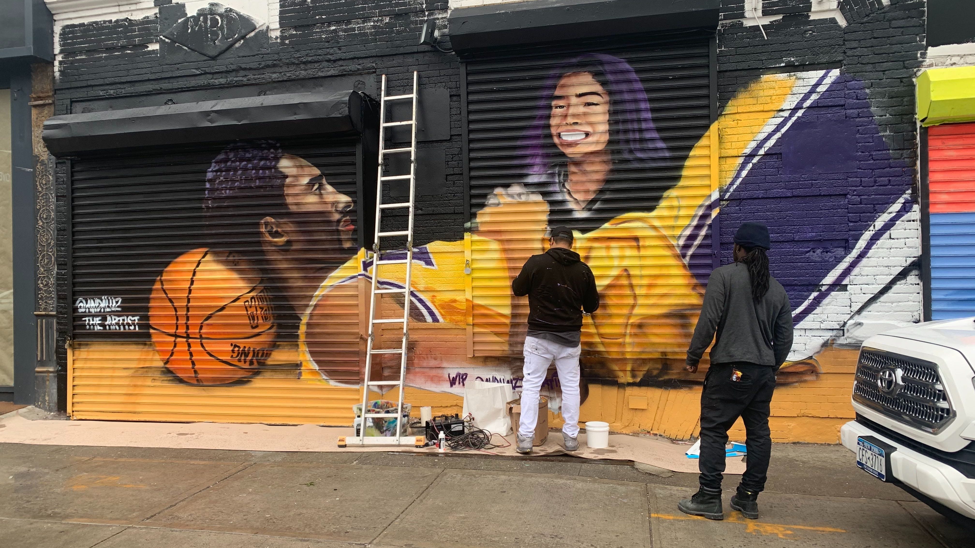 Kobe, Gianna Bryant mural goes up across from Barclays Center