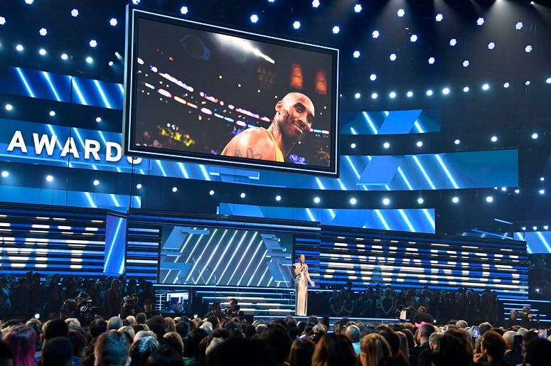 Alicia Keys honors Kobe Bryant at the start of the 62nd annual GRAMMY Awards on Jan. 26, 2020 at the STAPLES Center in Los Angeles, Calif.