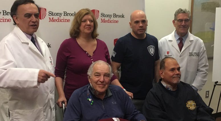 Mets great Ed Kranepool poses with Boomer Esiason and Gregg Giannotti