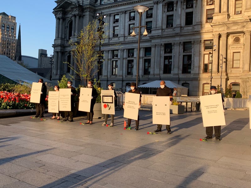 Protesters against police brutality after the guilty verdict in the Derek Chauvin case.