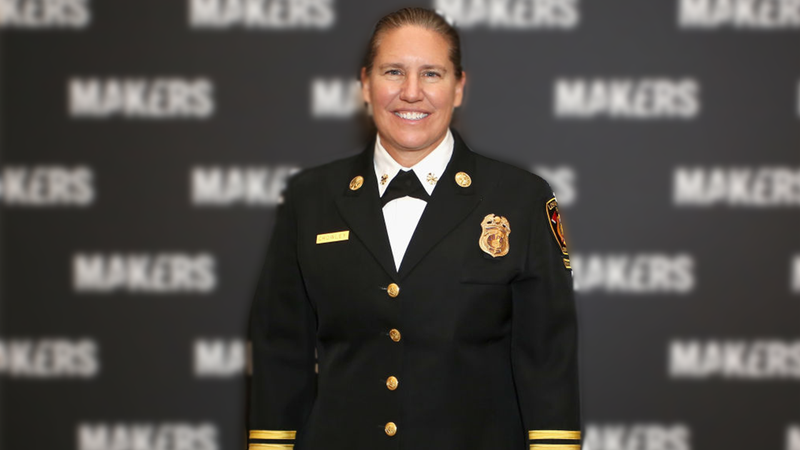 FILE - Deputy Chief, LAFD Kristin Crowley attends The 2019 MAKERS Conference at Monarch Beach Resort on Feb. 7, 2019 in Dana Point, Calif.  