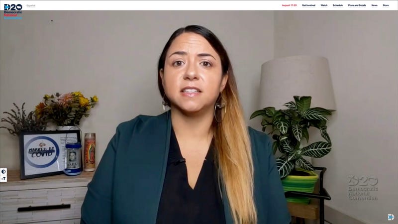 Kristin Urquiza of SF delivers emotional speech during night one of DNC 2020