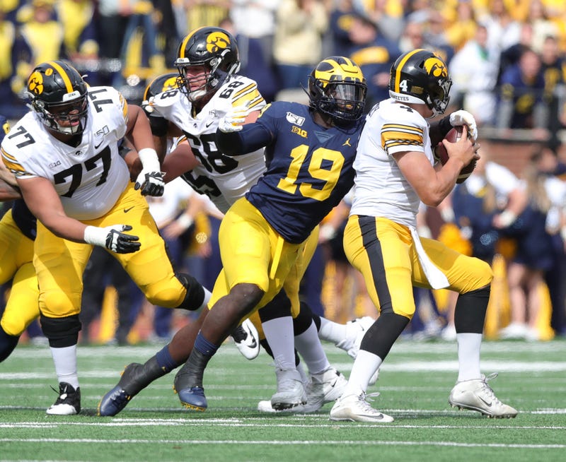 Michigan's Kwity Paye sacks Iowa's QB