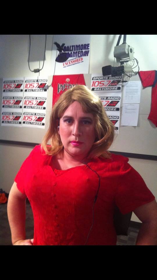 Jeremy Conn dressed in drag after losing a bet
