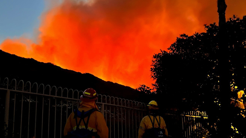 Orange County Fire Authority personnel responding to the "Emerald Fire" burning in Laguna Beach on Feb. 10, 2022. 