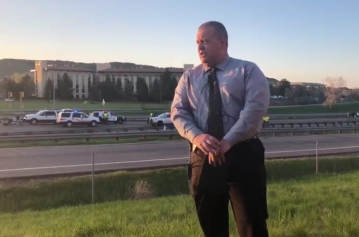 Lakewood, Colorado police on the scene of a fiery I-70 crash.