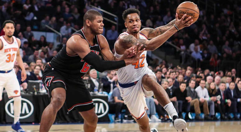 Oct 20, 2018; New York, NY, USA; New York Knicks forward Lance Thomas (42) at Madison Square Garden. Mandatory Credit: Wendell Cruz-USA TODAY Sports