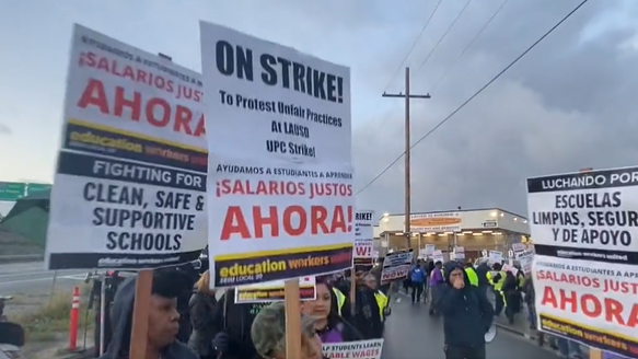 ‘We’re not greedy’ says L.A. school worker on Day 2 of strike