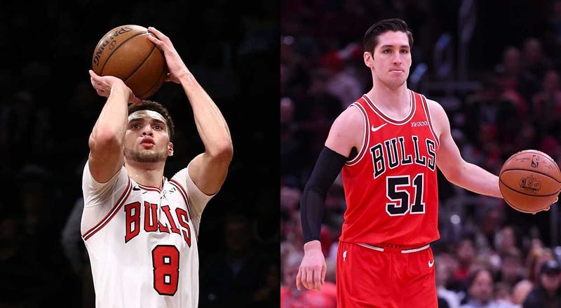Left: Bulls guard Zach LaVine. Right: Bulls point guard Ryan Arcidiacono