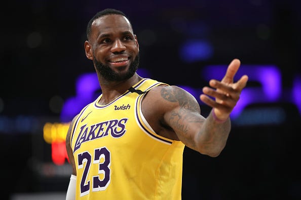 LeBron James smiles during a game against the Knicks. 