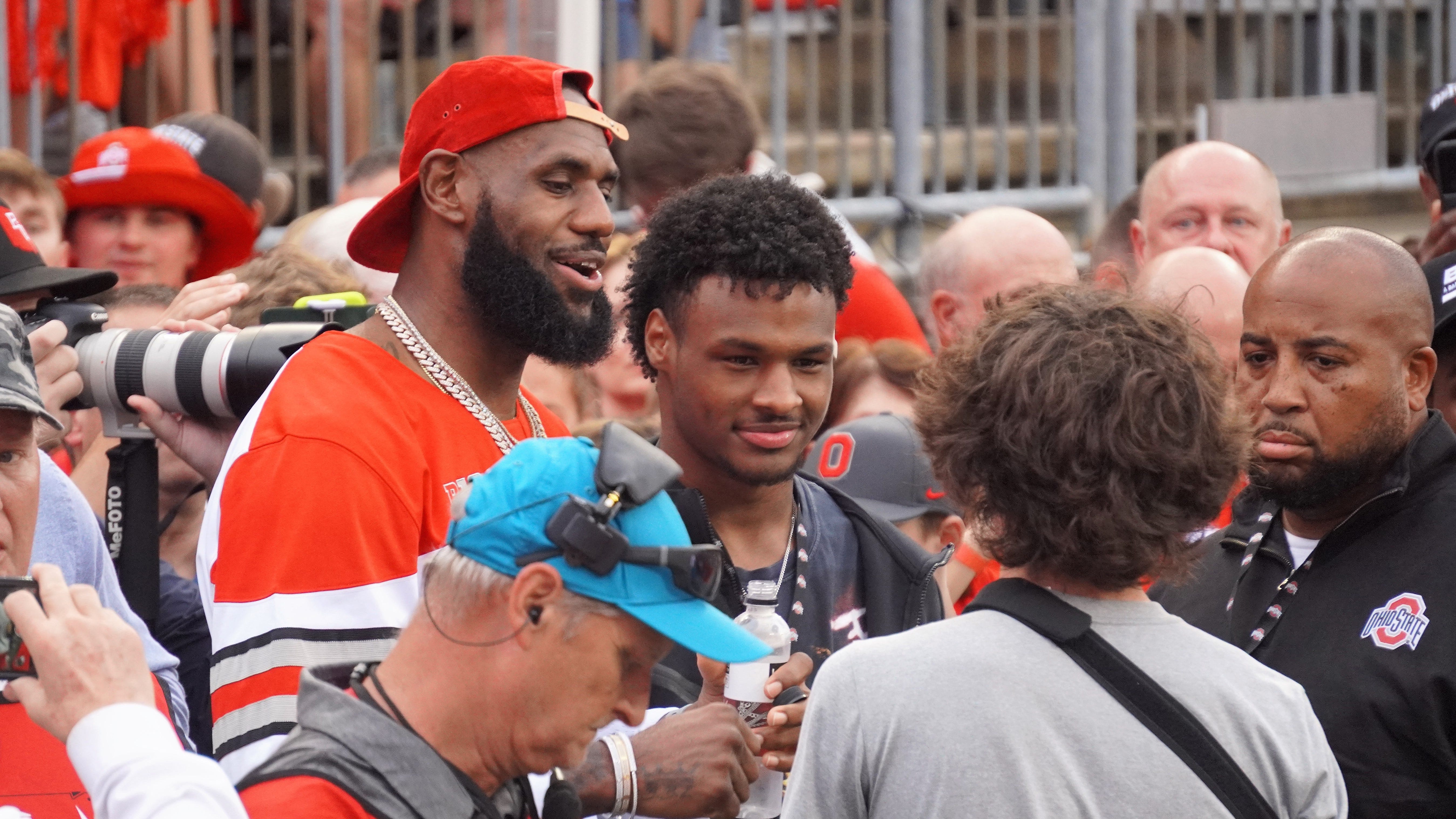 Ohio State fans chant 'We want Bronny' as LeBron and son attend Buckeyes opener