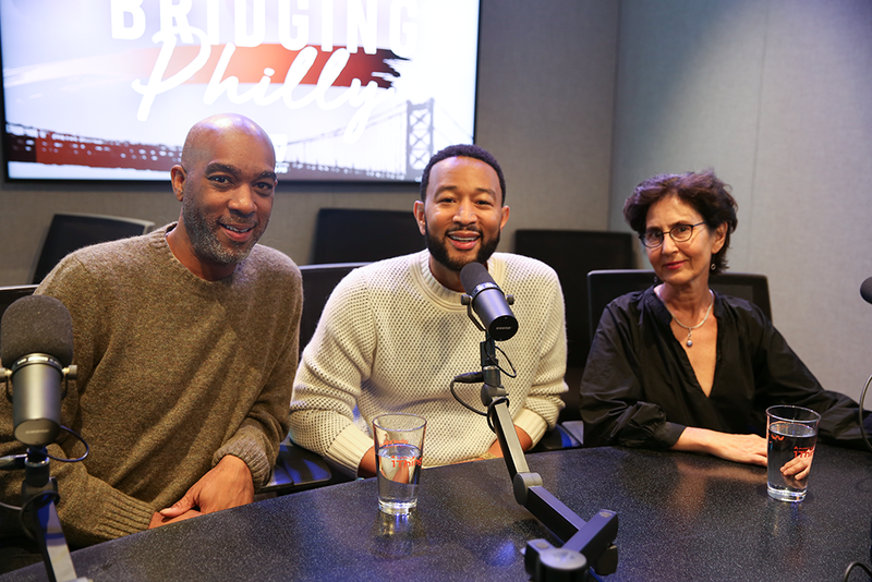 From left: Executive producers Mike Jackson and John Legend, and director Amy Schatz.