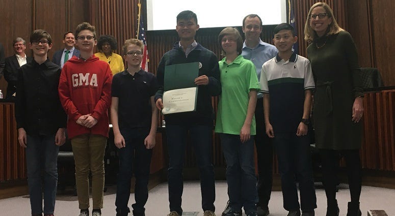 City Council recognizes middle school lego robotics team for their app