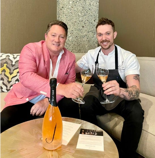  Liam Mayclem with Chef Forest Kellogg.