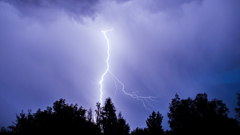 lightning during a thunderstorm at night