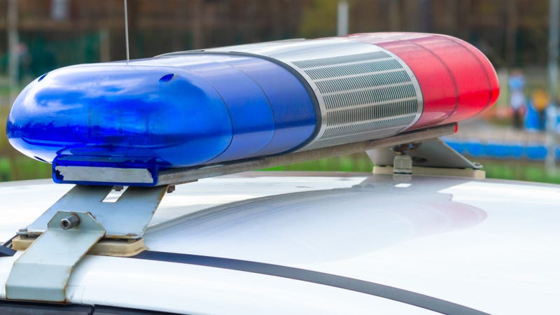 Close-up of police flashing lights - stock photo