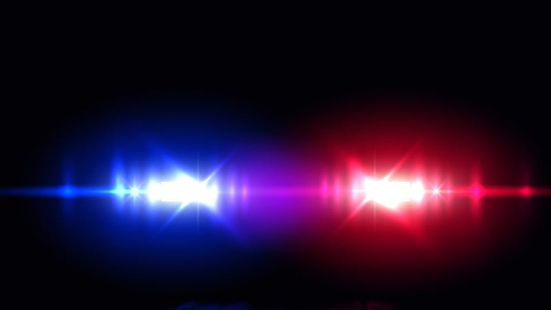 Flashing police lights at night - stock illustration