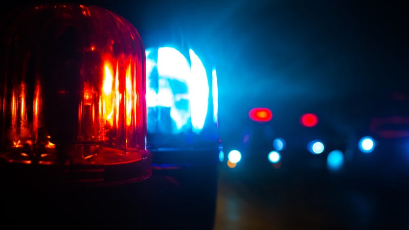 Police car blue and red round vintage siren in dark