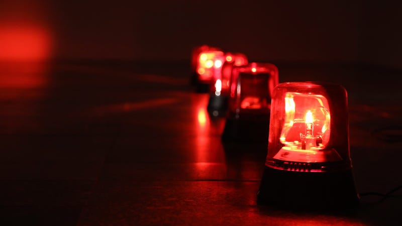 Background with red flashing alarm lights - stock photo