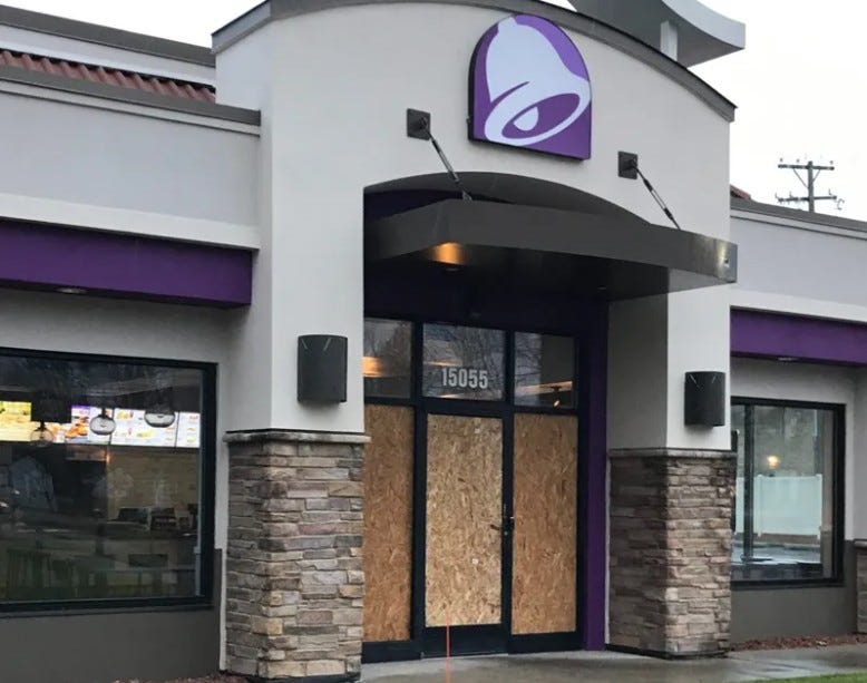 taco bell shot up in Livona