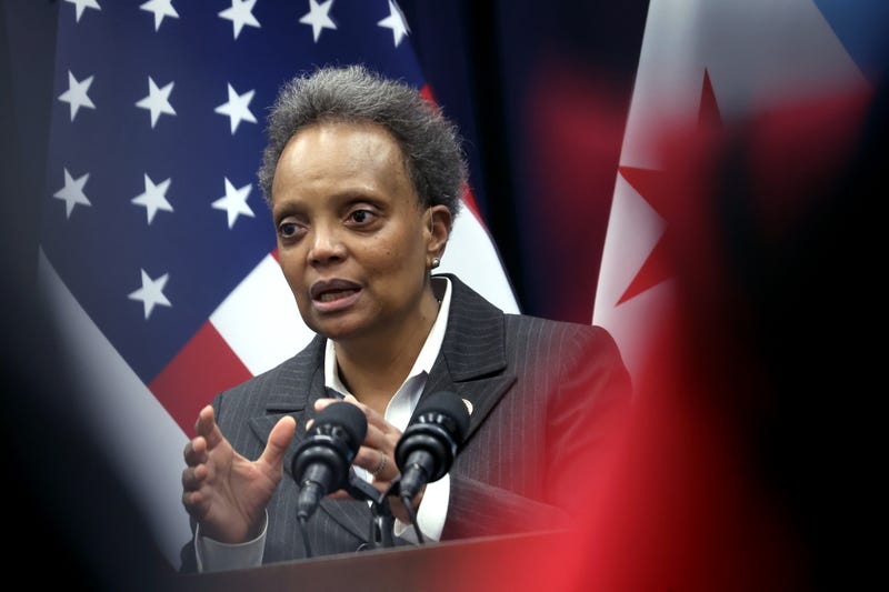 Lori Lightfoot at lectern