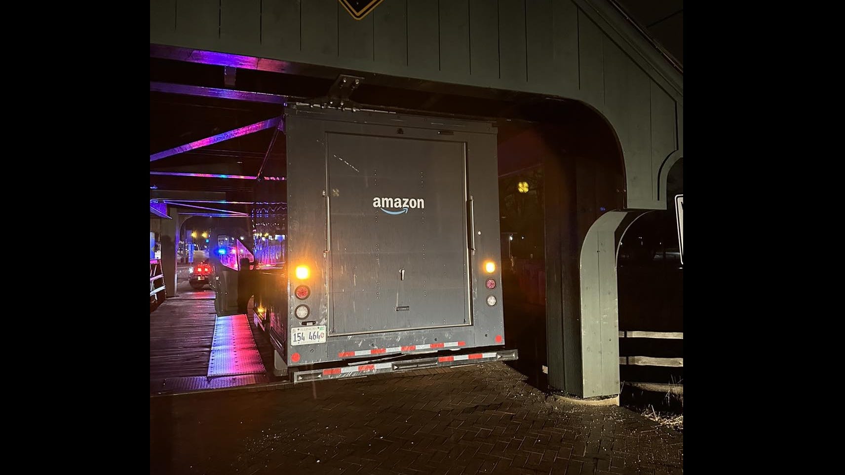 Again! Truck becomes stuck under historic Long Grove covered bridge