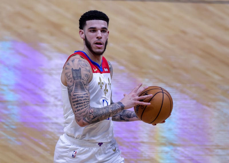 Lonzo Ball looks to make a pass