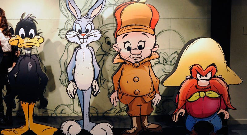 Cutouts of Looney Tunes characters Bugs Bunny, Daffy Duck, Elmer Fudd, Yosemite Sam