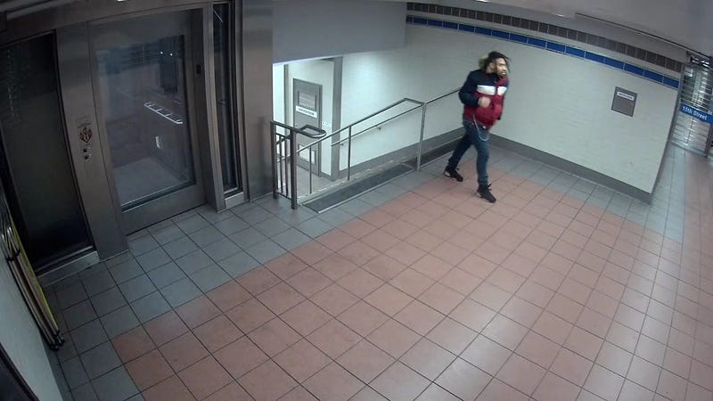 SEPTA surveillance images show a man suspected of raping a woman in LOVE Park early Saturday morning.