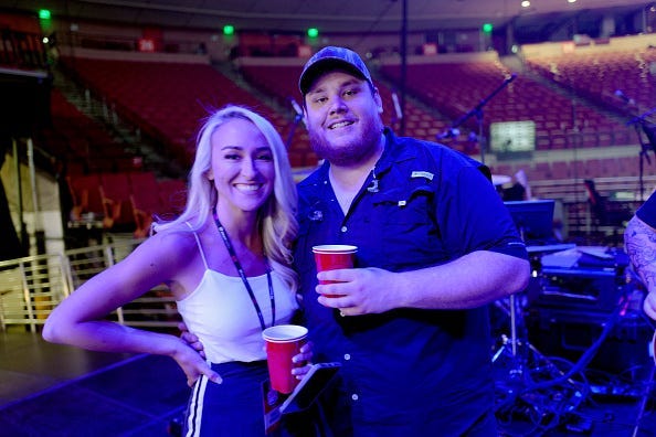 Luke Combs, Nicole, Wife, Wedding, Cake, Beer, On Brand