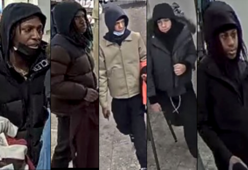 Cops are searching for five men who walked into the lululemon on the Upper East Side on March 20 and allegedly stole clothes off the shelves