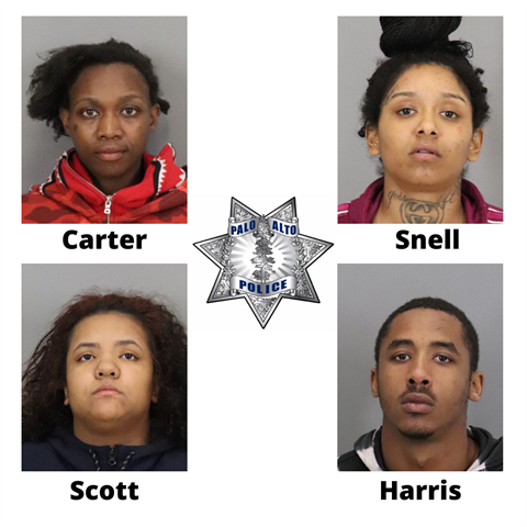The four suspects arrested by Palo Alto police last week.